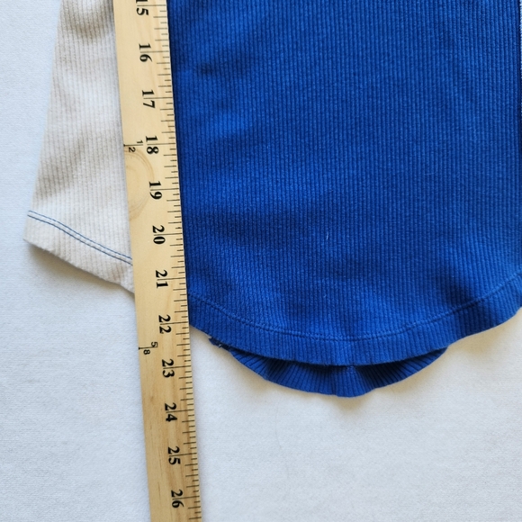 We The Free Fancy That Thermal Top Ribbed Blue Yellow Long Sleeves Medium - Picture 13 of 16
